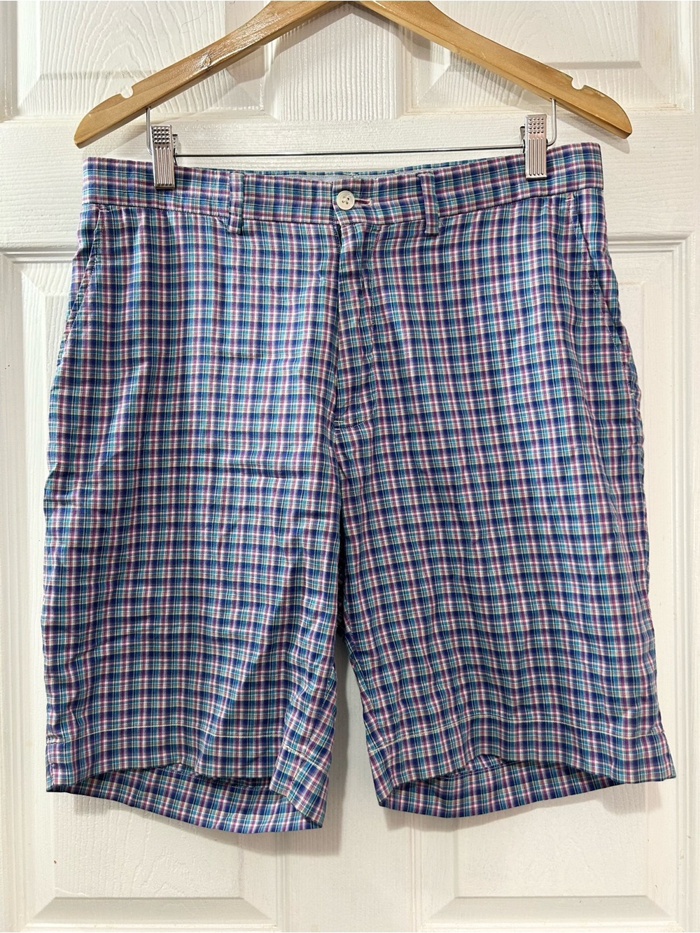 Polo Golf Ralph Lauren Shorts Mens 32 Plaid Blue Purple Preppy Flat Front